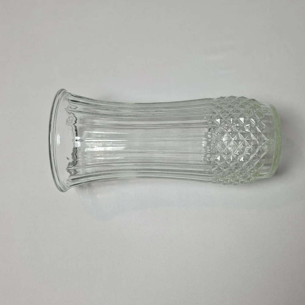 Hoosier Glass 4089-A Clear Ribbed Diamond Quilted Flared‎ Flower Vase 10 Inch